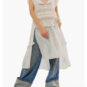 Free People White Lace Detail Top